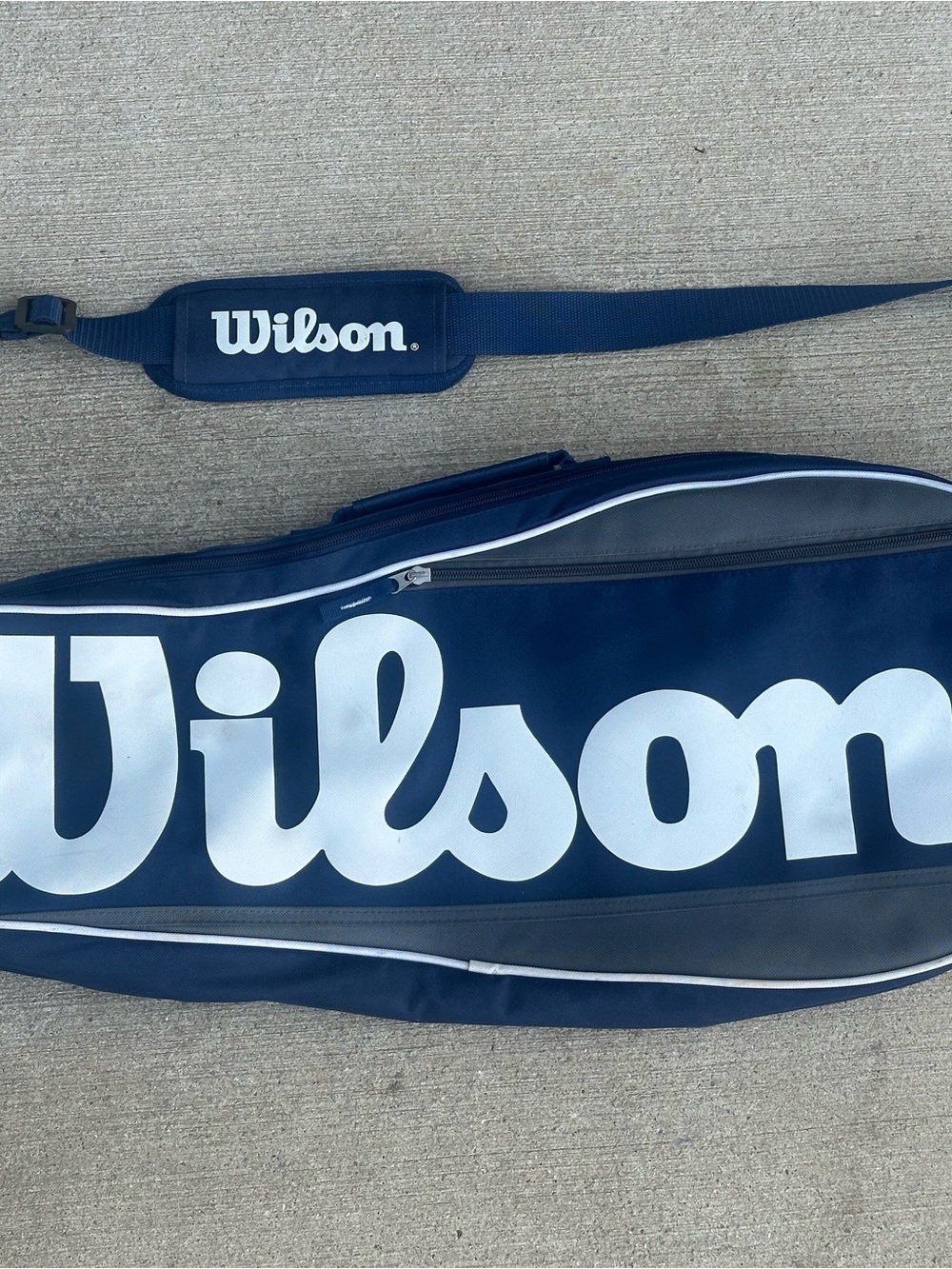Wilson Tennis Racquet Cover Carry Case Bag w/ Shoulder Strap Blue Gray